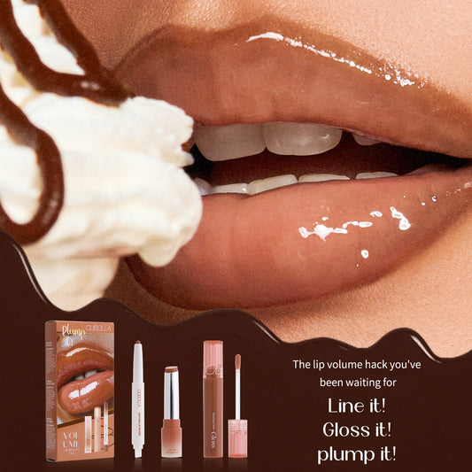 Set de maquillaje de labios con gloss y pintalabios