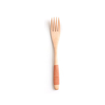 Juego de cuchara y tenedor de madera con mango ondulado