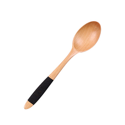 Juego de cuchara y tenedor de madera con mango ondulado