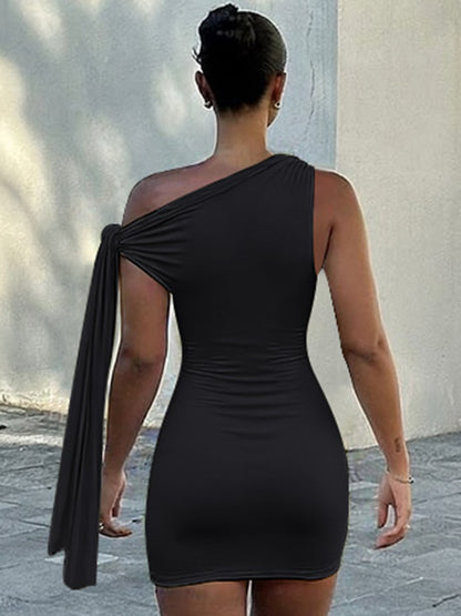 Vestido bodycon de un solo hombro sin mangas para mujer