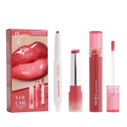 Set de maquillaje de labios con gloss y pintalabios