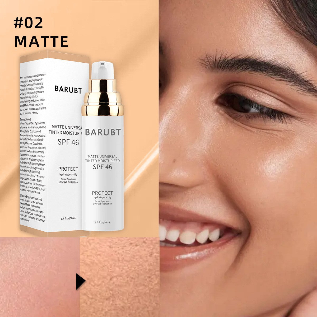 Crema hidratante con color SPF46+ y f�rmula hidratante