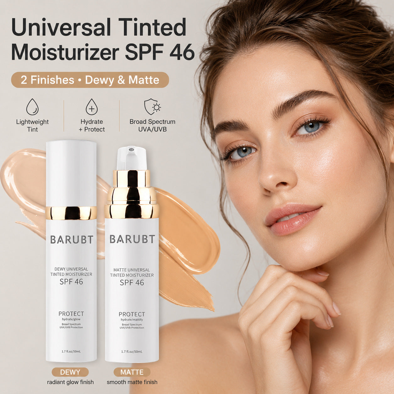 Crema hidratante con color SPF46+ y f�rmula hidratante