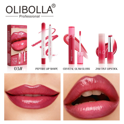 Set de maquillaje de labios con gloss y pintalabios