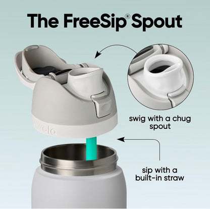 Owala FreeSip - खेल, यात्रा और स्कूल के लिए स्ट्रॉ वाली इंसुलेटेड स्टेनलेस स्टील पानी की बोतल, BPA मुक्त स्पोर्ट्स पानी की बोतल, 32 औंस, मिस्टी टाइड