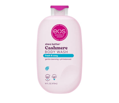 eos Shea Better Gel de Ducha de Cachemira, Vainilla Cachemira, Hidratante, Gel de Ducha con pH Equilibrado, Fórmula de Gel Cremoso, Sin Parabenos y Ftalatos, Piel Sensible, 16 fl oz