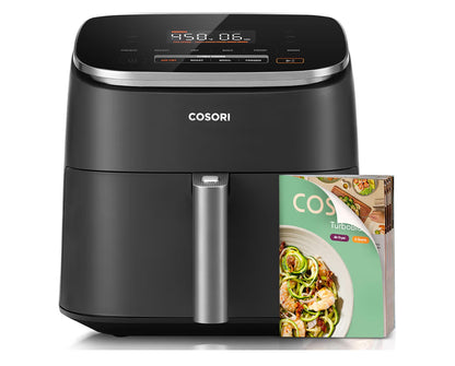 TurboBlaze 6 Qt 9-in-1 एयर फ्रायर, प्रीमियम सिरेमिक कोटिंग, 90°–450°F, एक समान परिणामों के लिए सटीक हीटिंग, एयर फ्राई, रोस्ट, बेक, ग्रिल, डिहाइड्रेट।