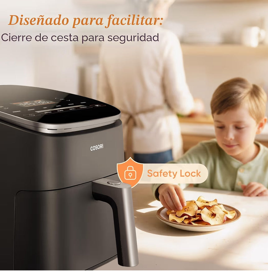 TurboBlaze 6 Qt 9-in-1 एयर फ्रायर, प्रीमियम सिरेमिक कोटिंग, 90°–450°F, एक समान परिणामों के लिए सटीक हीटिंग, एयर फ्राई, रोस्ट, बेक, ग्रिल, डिहाइड्रेट।