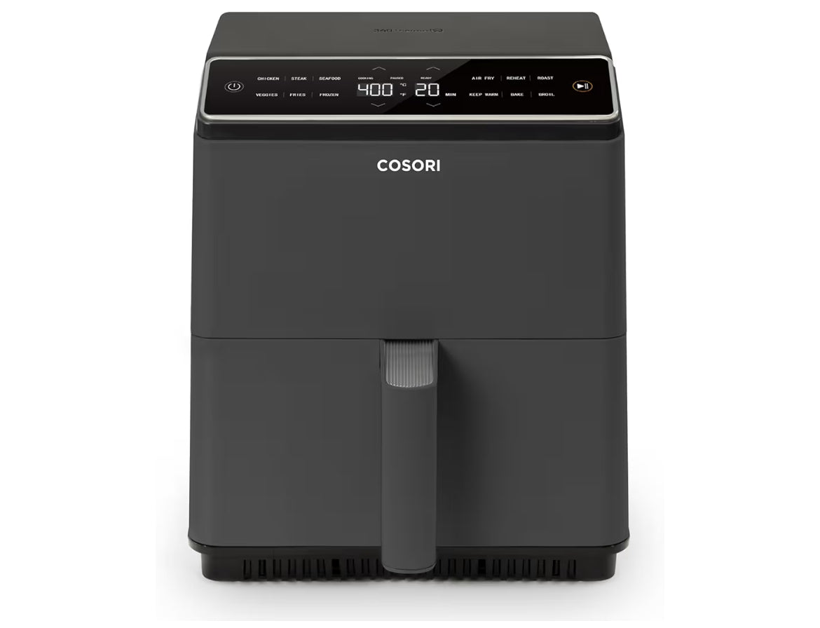 TurboBlaze 6 Qt 9-in-1 एयर फ्रायर, प्रीमियम सिरेमिक कोटिंग, 90°–450°F, एक समान परिणामों के लिए सटीक हीटिंग, एयर फ्राई, रोस्ट, बेक, ग्रिल, डिहाइड्रेट।