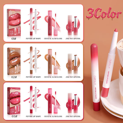 Set de maquillaje de labios con gloss y pintalabios