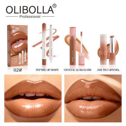 Set de maquillaje de labios con gloss y pintalabios