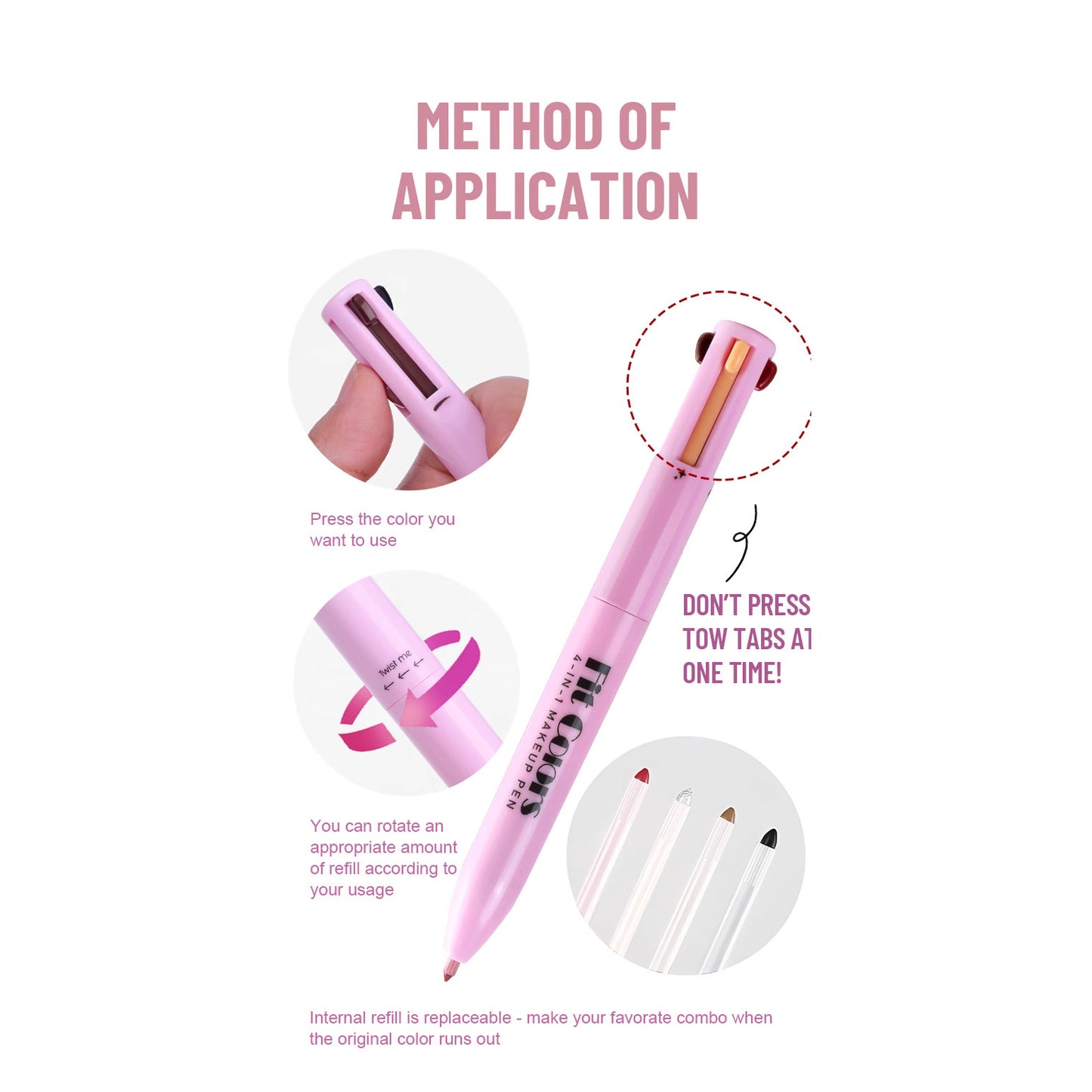 L�piz port�til de maquillaje multifuncional cuatro en uno