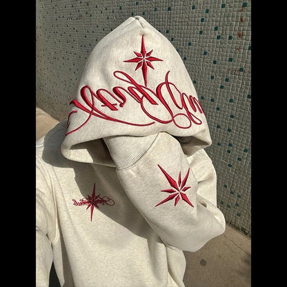 Sudadera bordada con capucha y manga larga
